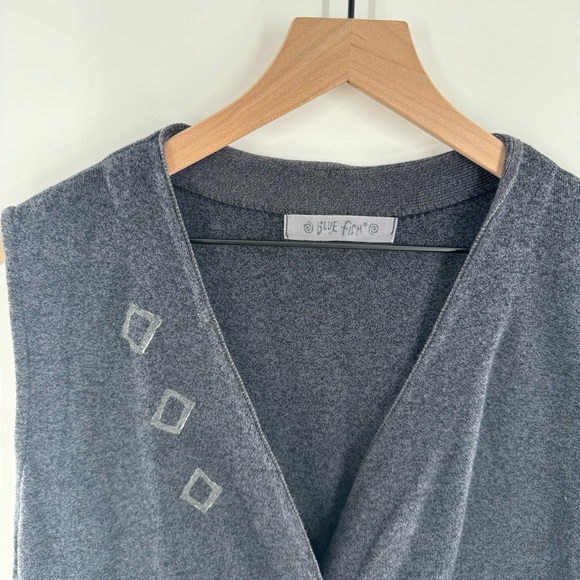 Blue Fish Long Artisan Clock Artsy Button Down Knit Long Sweater Vest Size 0S - Picture 3 of 7